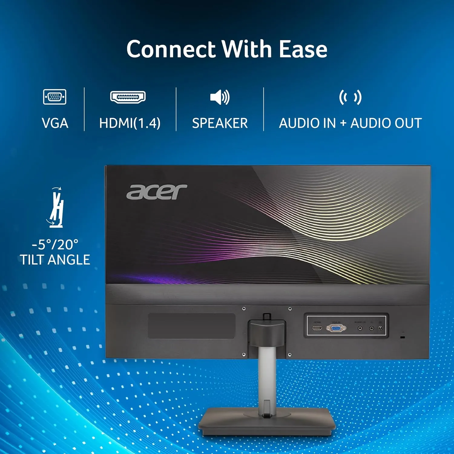Acer RS272 27 Inch Full HD IPS Ultra-Thin (6.9mm) Backlit LED Monitor I Color Patterned Back Mood Light I Dual Glass Design, Sleek Metal Frame I 1 MS, 100Hz I 1xHDMI 1xVGA I Speakers I Eye Care overview 4
