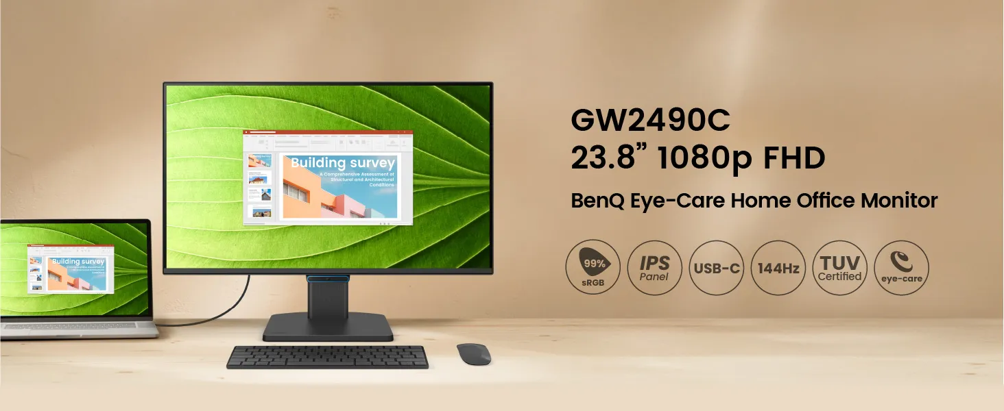BenQ GW2490C 24" IPS 144Hz FHD Eye-Care Monitor (Black) overview 1