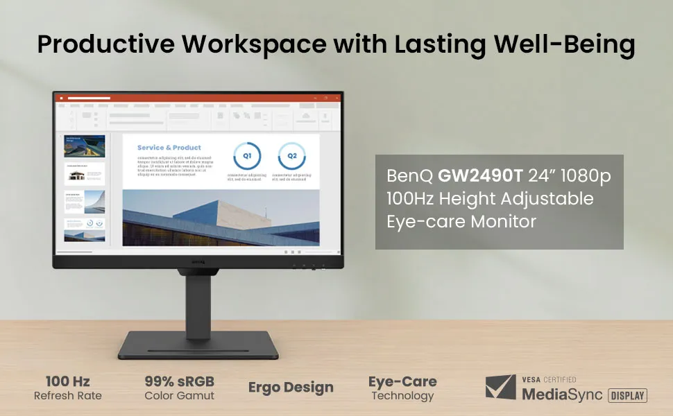 BenQ GW2490T 24 Inch Professional Monitor (Black) overview 1
