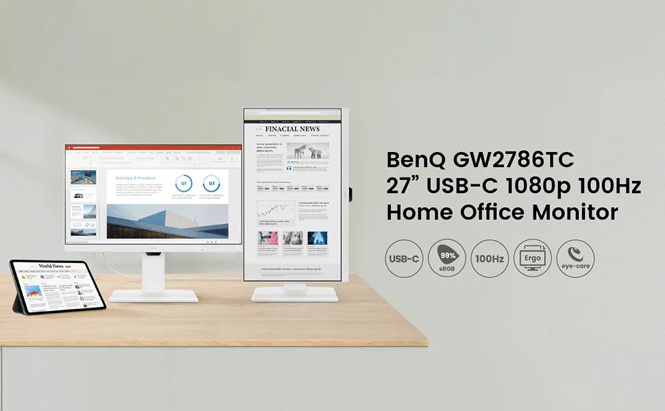 BenQ GW2786TC 27" IPS 100Hz Full HD Coding Monitor (White) overview 2