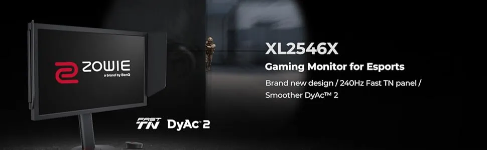 BenQ Zowie XL2546X 24.5”|Fast TN 240Hz 0.5ms|Gaming Monitor for Esports (FPS)|Motion Clarity with DyAc2 |XL Setting to Share|S Switch|Shield|Precise Height Adjust with Industrial Grade Bearing (Black) overview 1
