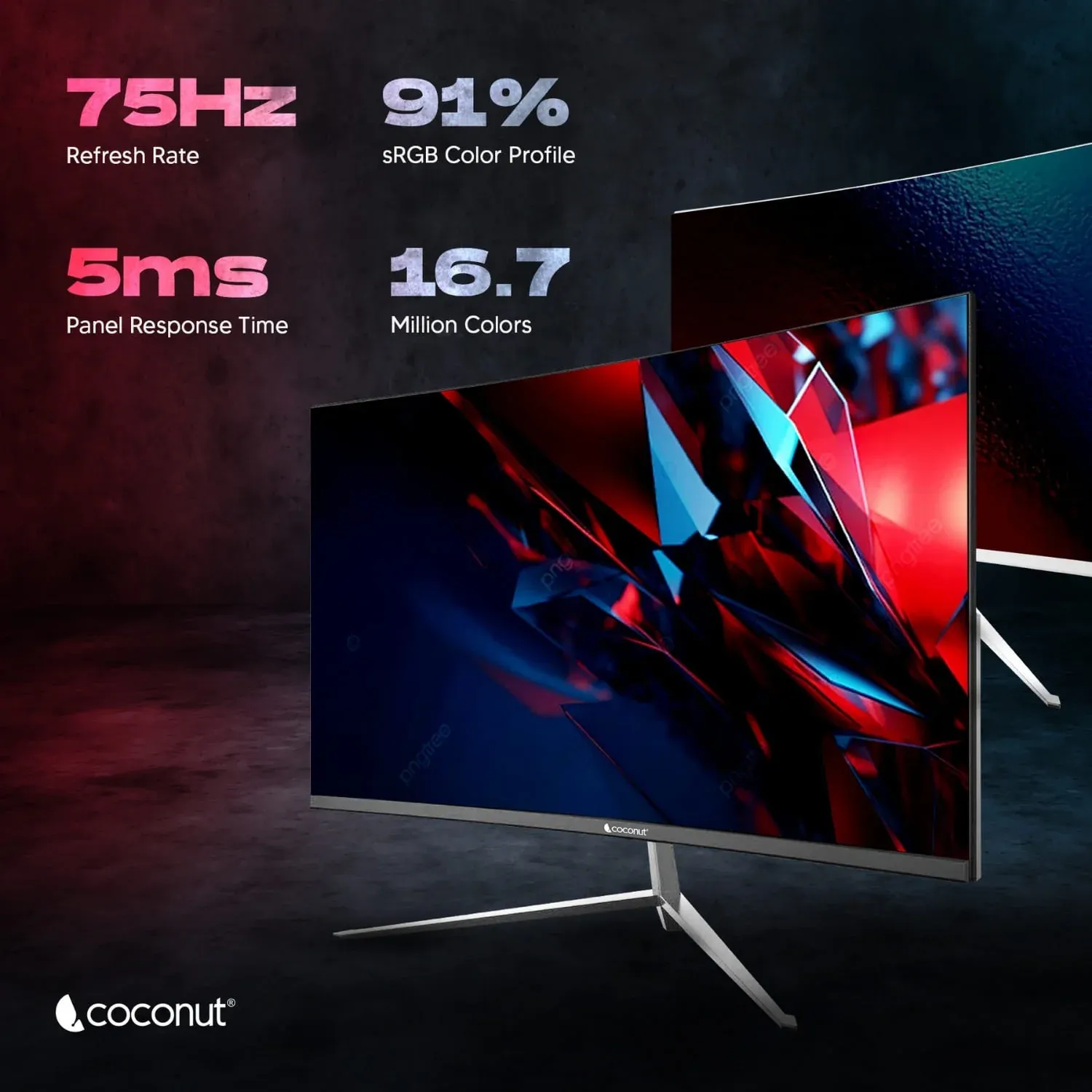 Coconut 27HDXC 27" Frameless Ultra Slim Curved Monitor, 100 Hz Refresh Rate, 1080p overview 2