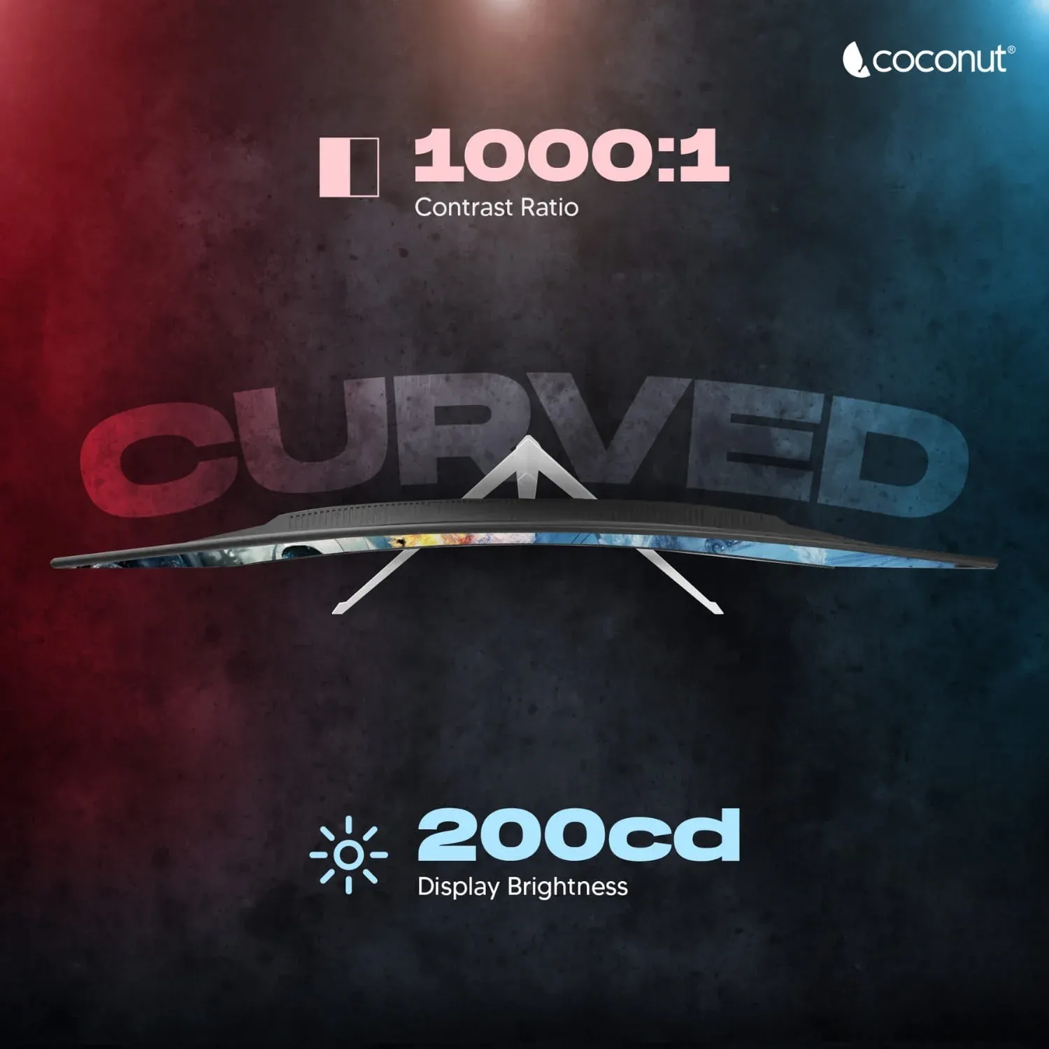 Coconut 27HDXC 27" Frameless Ultra Slim Curved Monitor, 100 Hz Refresh Rate, 1080p overview 4