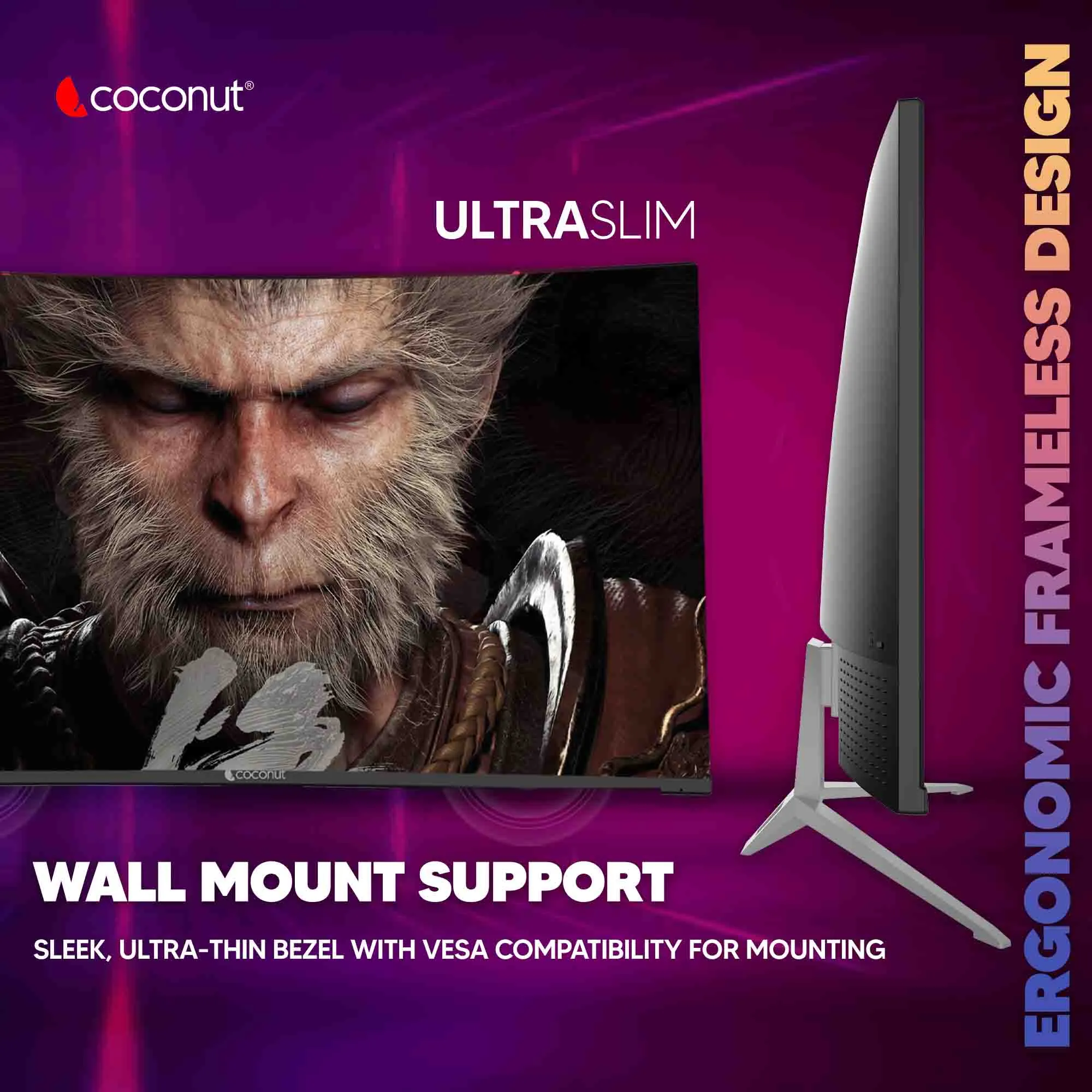 Coconut 32XC 32-Inch Curved QHD Frameless LED Monitor overview 5