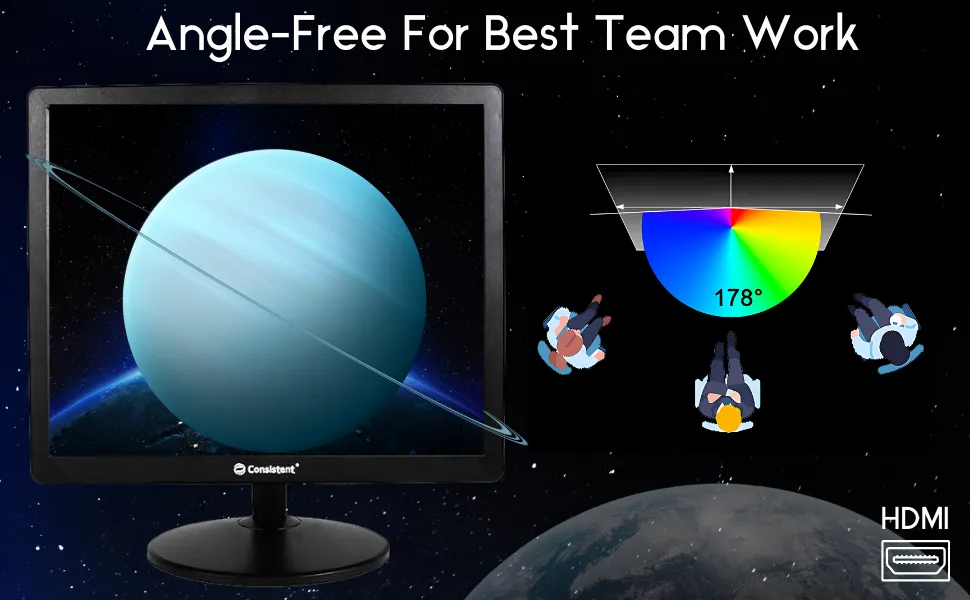 Consistent 1804 17' Inch Led Monitor, Black overview 2