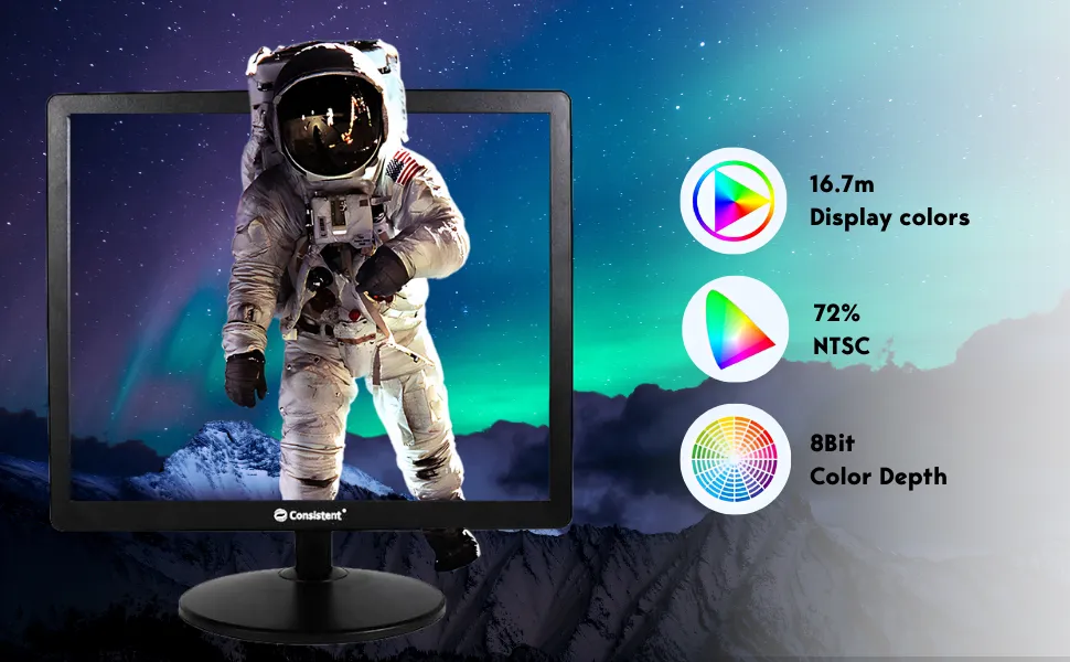 Consistent 1804 17' Inch Led Monitor, Black overview 3