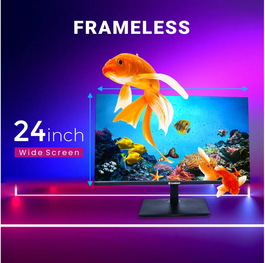 Consistent 2400 23.8" inch (60.5 cm) Wide Display 1920 x 1080 Pixels Full HD Ultra-Slim Frameless Monitor- HDMI, Inbuilt Speakers (BLACK) 3 Years Warranty overview 1