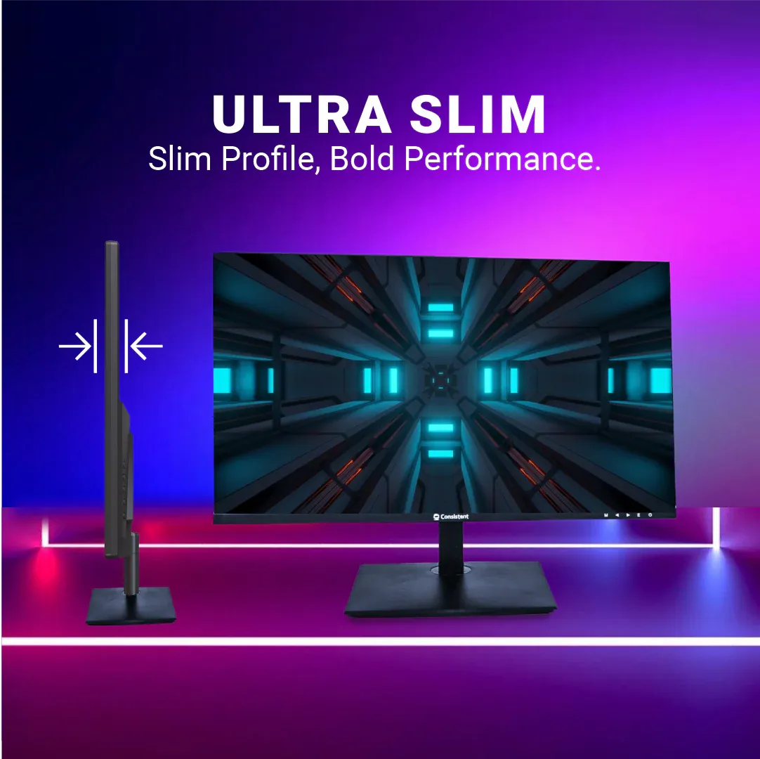 Consistent 2400 23.8" inch (60.5 cm) Wide Display 1920 x 1080 Pixels Full HD Ultra-Slim Frameless Monitor- HDMI, Inbuilt Speakers (BLACK) 3 Years Warranty overview 3