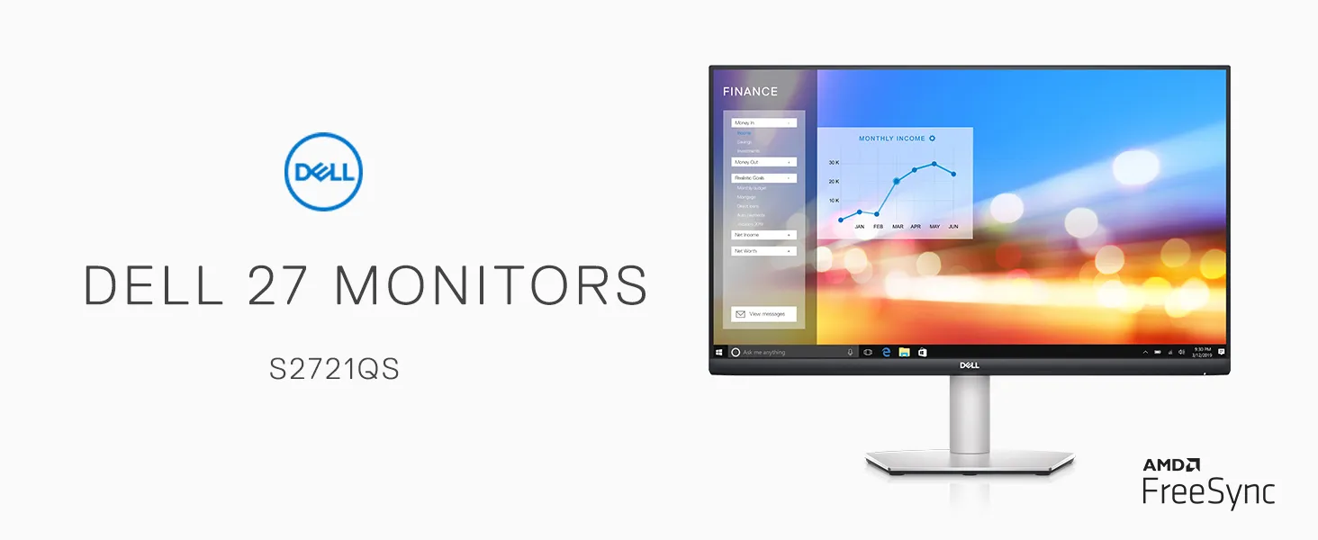 Dell S2721QS 27 Inch 4K UHD (3840 x 2160) IPS Ultra-Thin Bezel Monitor, AMD FreeSync (HDMI, DisplayPort), VESA Certified, Silver overview 1