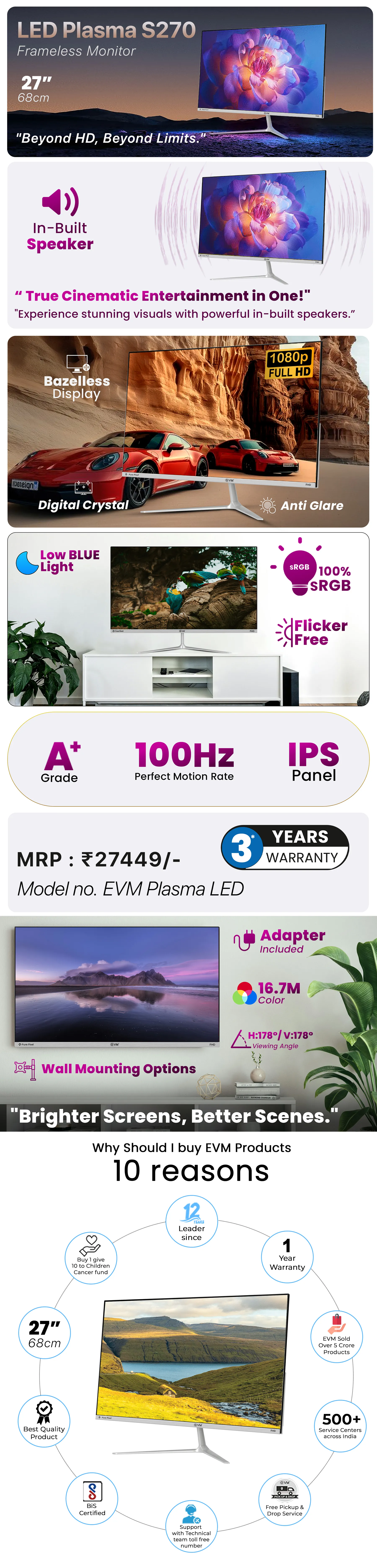 EVM Plasma S270 27" 100Hz Full HD IPS Monitor overview 1
