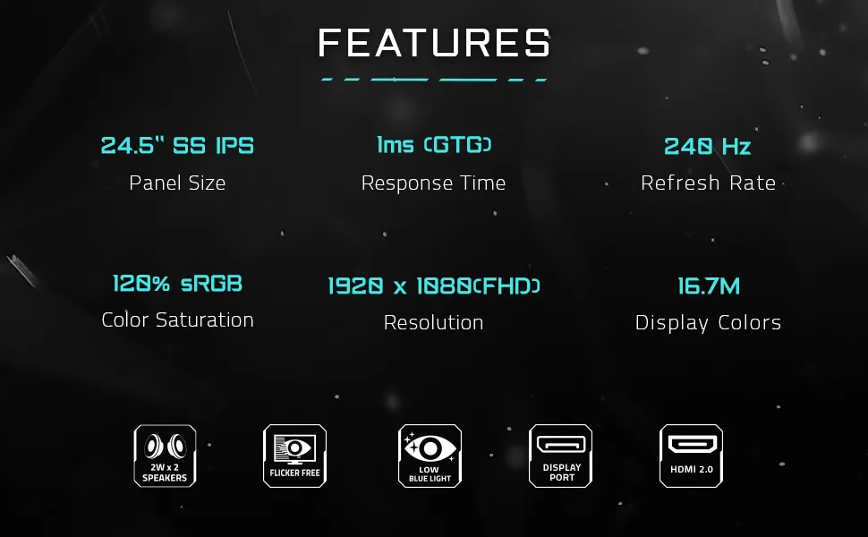 GIGABYTE G25F2A 24.5-Inch 240Hz 1ms FHD IPS Gaming Monitor overview 2