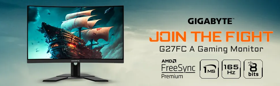 GIGABYTE G27FC 27" 165Hz 1080P Curved Free Sync Gaming Monitor overview 1