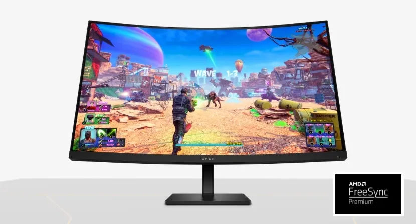 HP OMEN 31.5 inch QHD 165Hz Curved Gaming Monitor - OMEN 32c; Adjustable Stand; VESA mountable; Eyesafe® Certified Eye Ease; HDR, 780K7AA overview 2