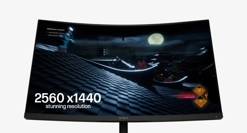 HP OMEN 31.5 inch QHD 165Hz Curved Gaming Monitor - OMEN 32c; Adjustable Stand; VESA mountable; Eyesafe® Certified Eye Ease; HDR, 780K7AA overview 4