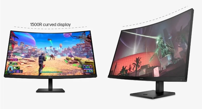 HP OMEN 31.5 inch QHD 165Hz Curved Gaming Monitor - OMEN 32c; Adjustable Stand; VESA mountable; Eyesafe® Certified Eye Ease; HDR, 780K7AA overview 5