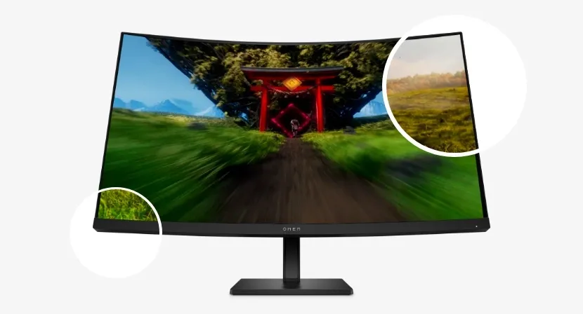 HP OMEN 31.5 inch QHD 165Hz Curved Gaming Monitor - OMEN 32c; Adjustable Stand; VESA mountable; Eyesafe® Certified Eye Ease; HDR, 780K7AA overview 6