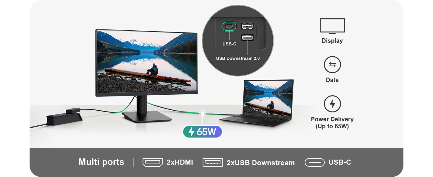 LG 24MS570B 24" IPS Full HD 100Hz USB-C Built-in Speakers Office Monitor overview 3