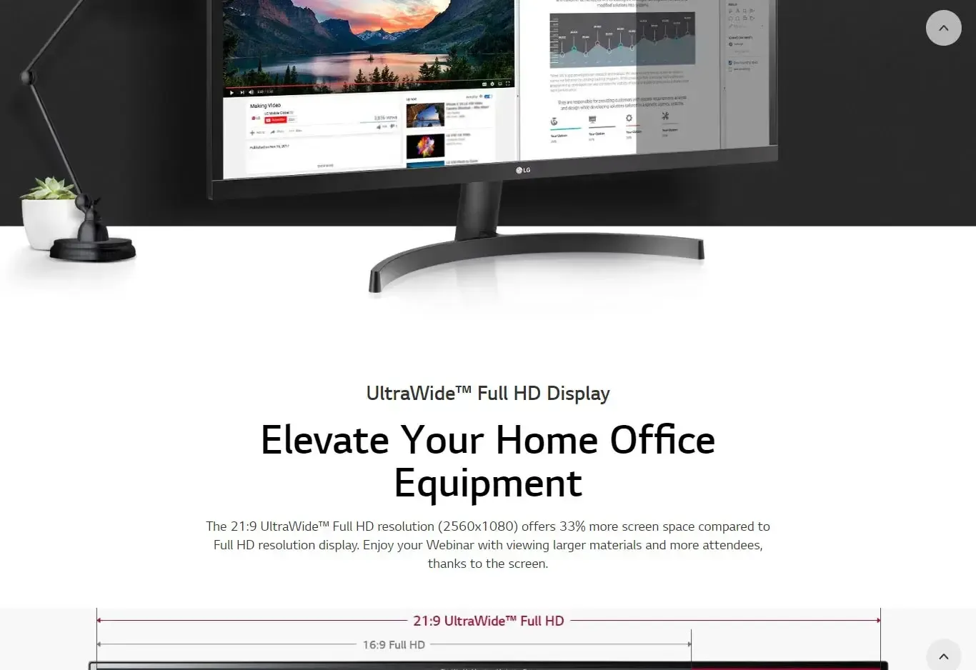 LG 29WL50S Ultrawide 29 Inch (73 cm) Wfhd 2560 X 1080 Pixels IPS Display - HDR 10, AMD Free Sync, Inbuilt 5W Speaker, Srgb 99%, Multi Tasking Monitor, Black overview 2