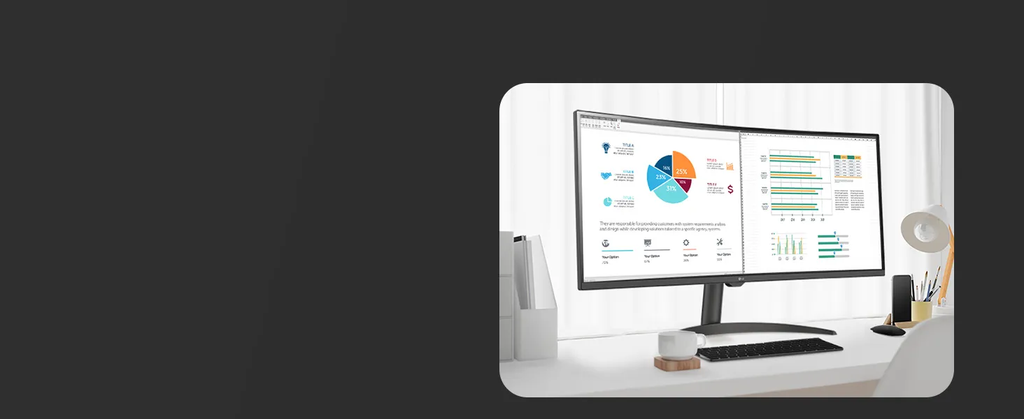 LG 34SR60QC 34" WQHD (3440x1440) Curved (1800R) UltraWide 21:9 Smart Monitor (Black) overview 4
