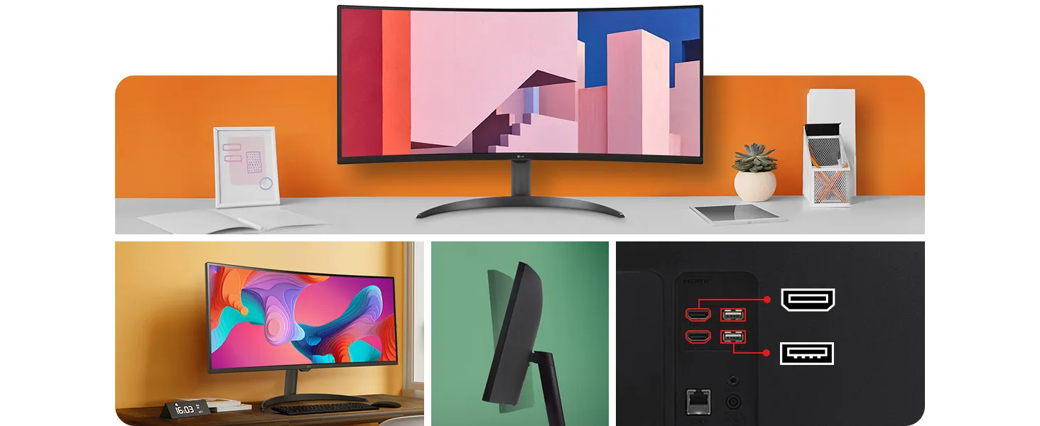 LG 34SR60QC 34" WQHD (3440x1440) Curved (1800R) UltraWide 21:9 Smart Monitor (Black) overview 6