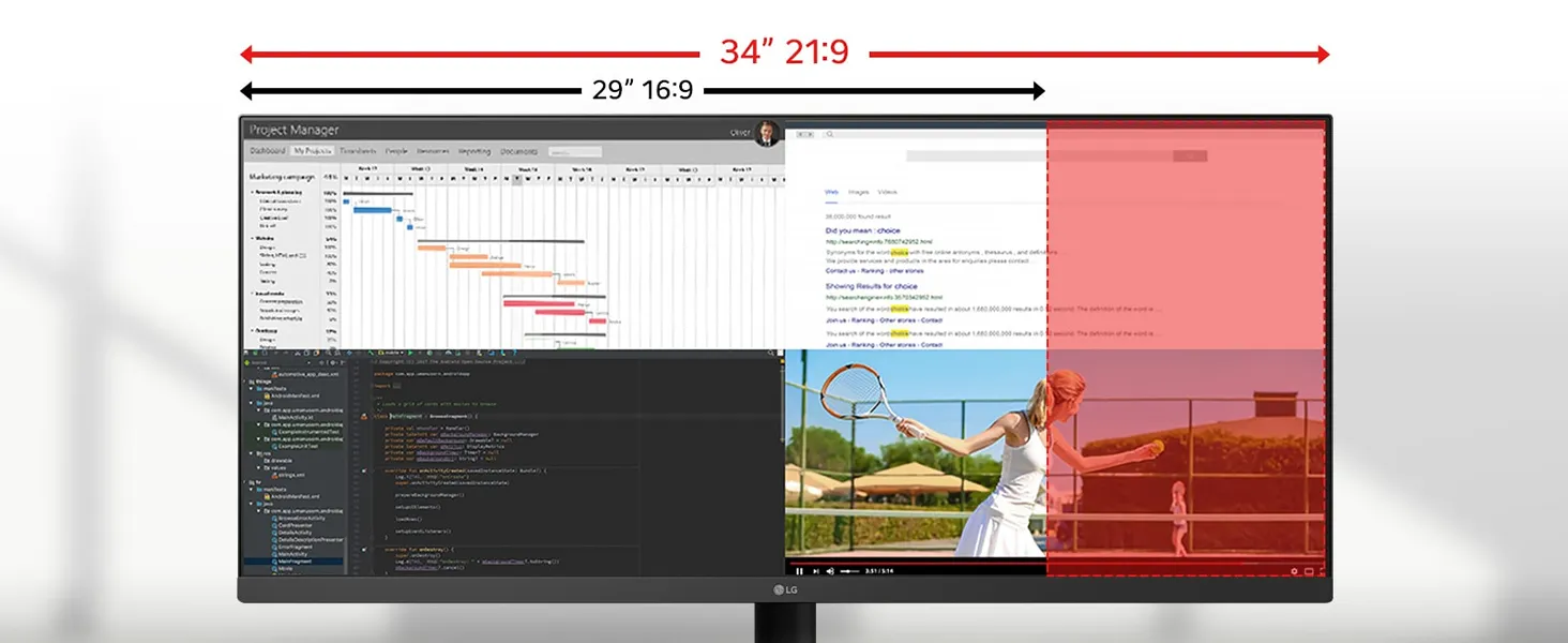LG 34U511A‑B 34" 100 Hz WFHD UltraWide IPS Monitor overview 2