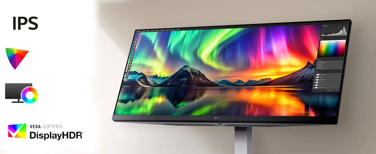 LG 34U530A-W 34-inch UltraWide WFHD (2560 x 1080) IPS Wide Computer Monitor, 100Hz, VESA DisplayHDR 400, HDMI, DisplayPort, USB Type-C, Tilt/Height/Swivel Stand, White overview 2