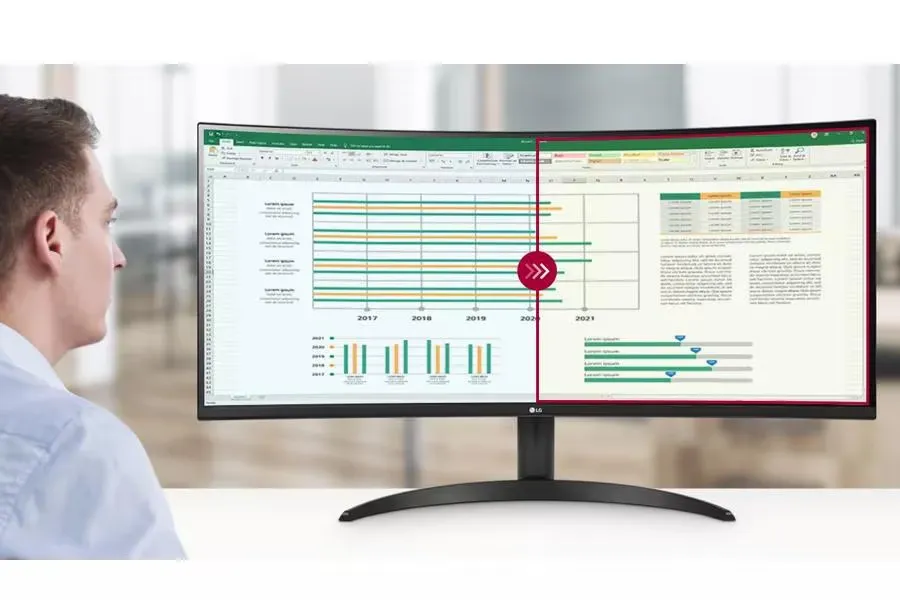 LG 34WR55QC-B 34" Curved UltraWide WQHD HDR 10 100Hz Monitor (Black) overview 5