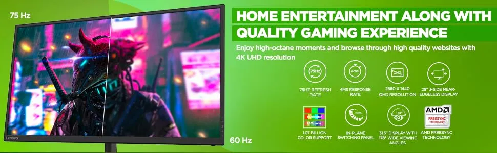 Lenovo D32q-20 32 Inch Entertainment Monitor overview 2