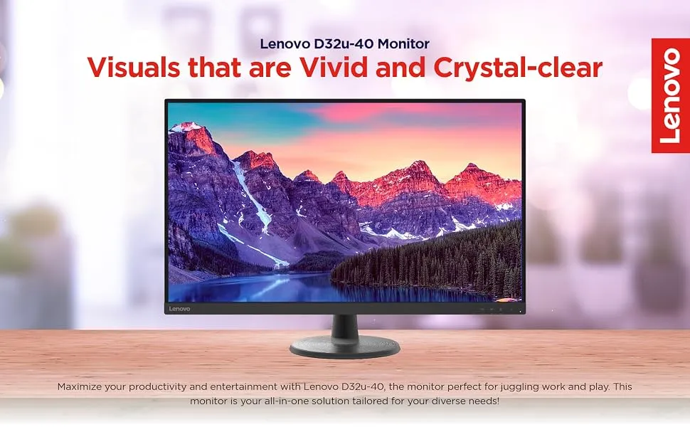 Lenovo D32u-40 D-Series 32 inch (80cm), 3840x2160 4K Ultra HD Display Monitor (Black) overview 1