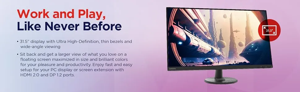 Lenovo D32u-40 D-Series 32 inch (80cm), 3840x2160 4K Ultra HD Display Monitor (Black) overview 7