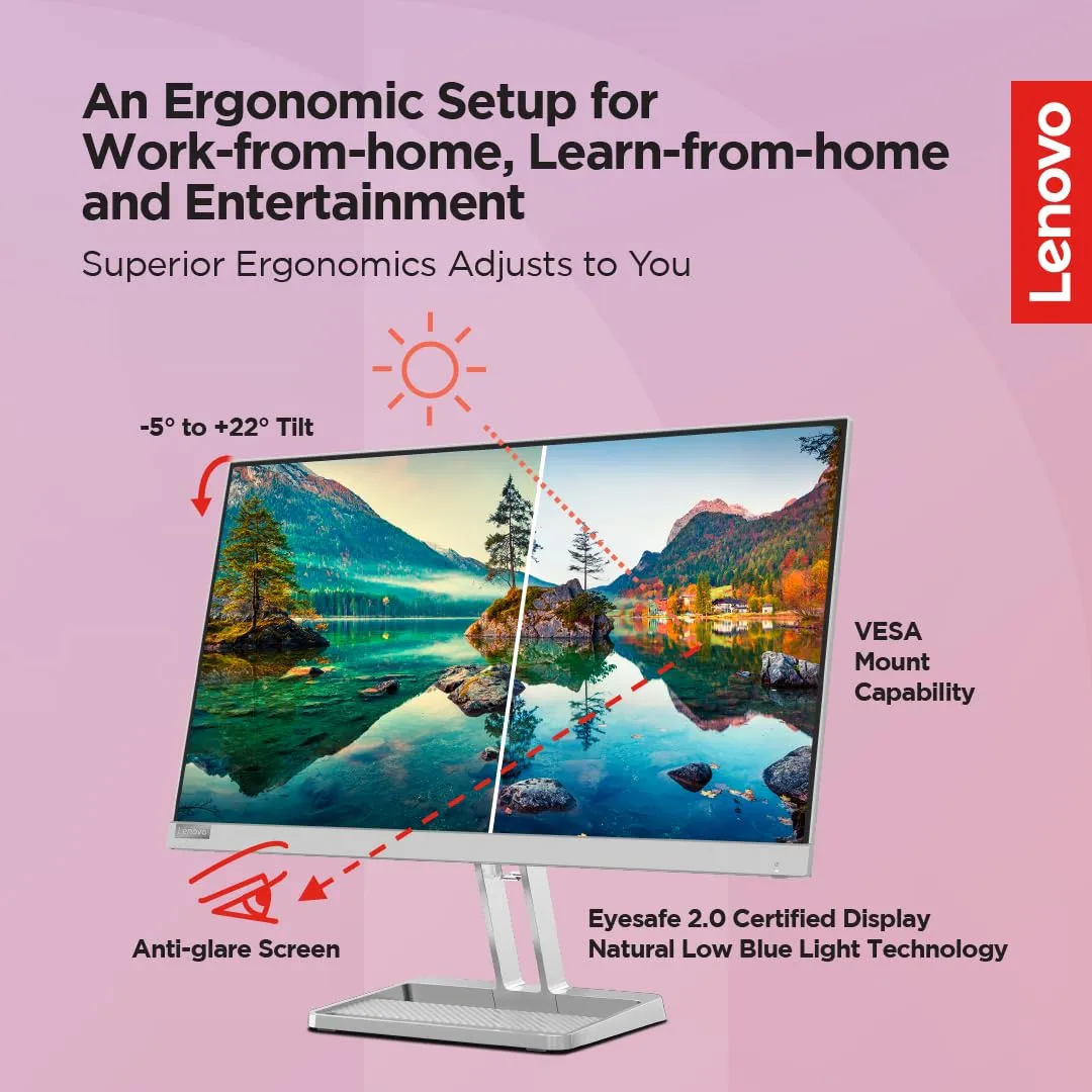 Lenovo L-Series L24i-40 24 inch FHD IPS Ultraslim Monitor overview 3
