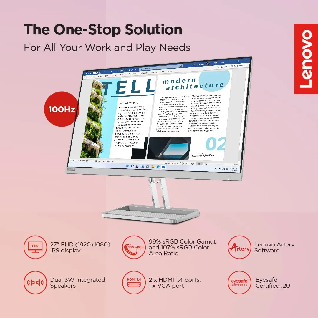 Lenovo L27i-40 68.58cms (27) FHD IPS Monitor overview 2