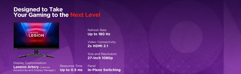 Lenovo Legion R27i-30 27 Inch (68.58cm) 165Hz Gaming Monitor overview 2