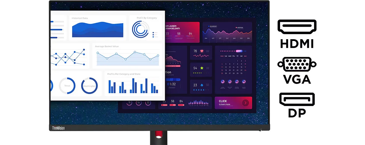 Lenovo T27i-30 Thinkvision 27 inch LED Monitor (Black) overview 4