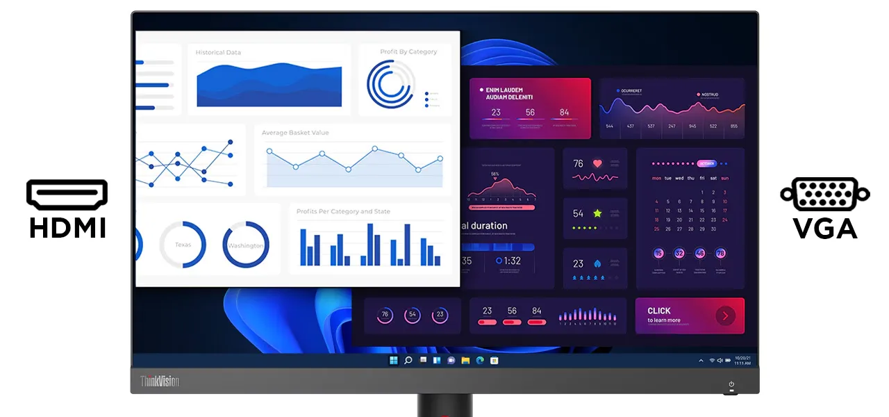 Lenovo ThinkVision S22i-30 21.5 Inch FHD 75Hz Eye safe Office IPS Monitor overview 3