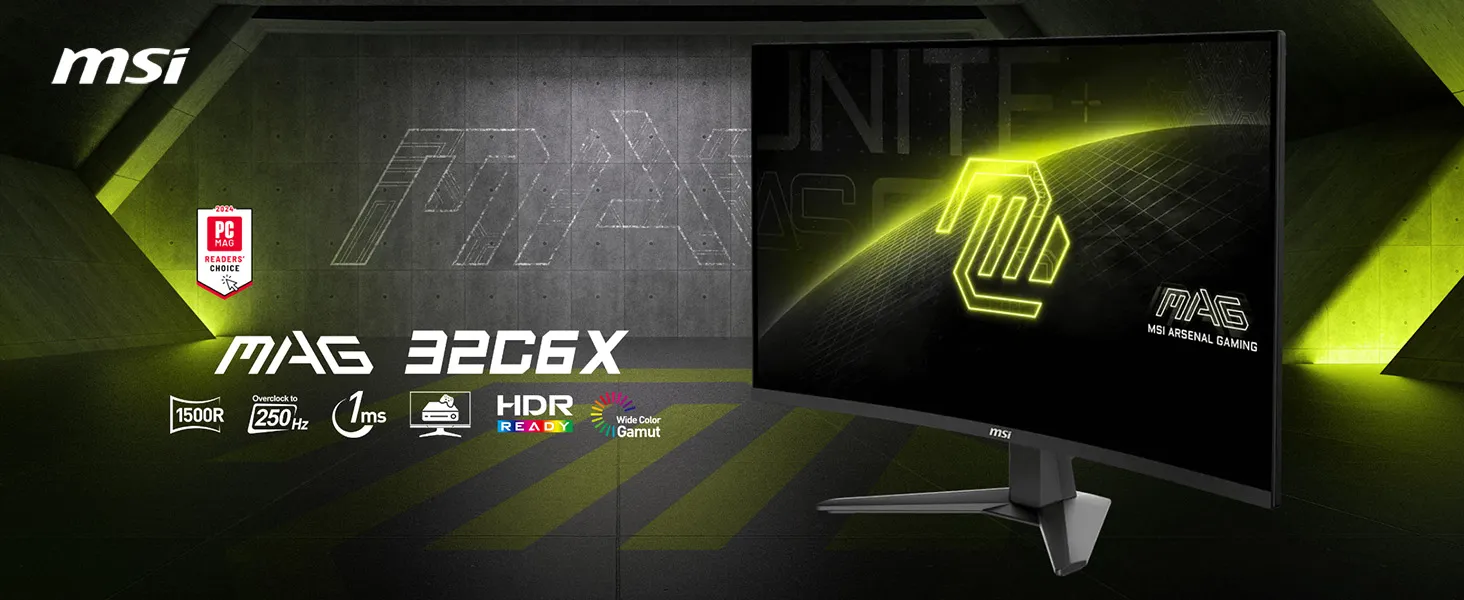MSI MAG 32C6X 31.5 Inch 1920 x 1080 (FHD) HDR 250 Hz Curved Gaming Monitor overview 1