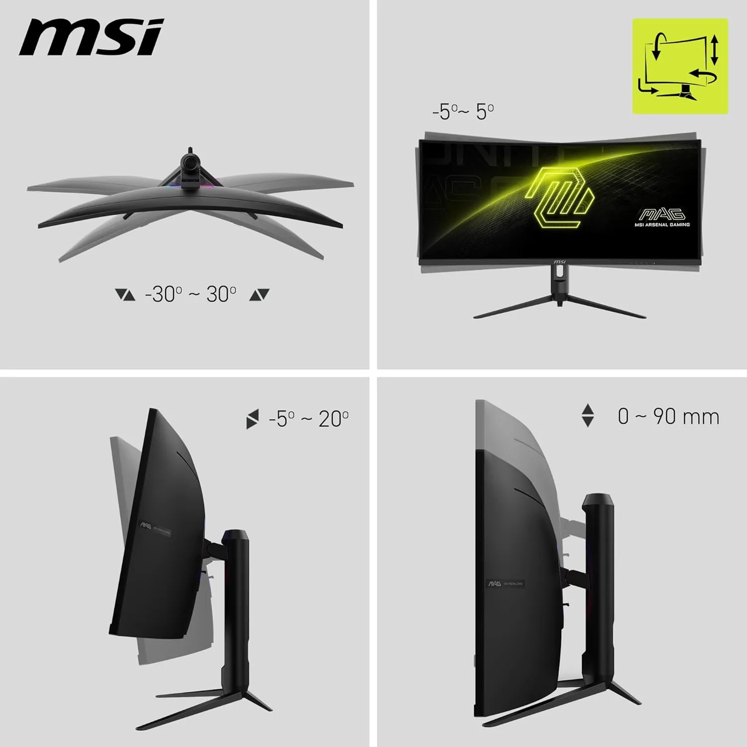 MSI MAG 342CQR E2 34 Inch 2K UWQHD Curved Gaming Monitor - 1500R 3440 x 1440 Resolution, 180 Hz / 1ms (MPRT), Adaptive Sync - DP 1.4a, HDMI 2.0b CEC, 95% DCI-P3, AI Vision, HDR Ready overview 1