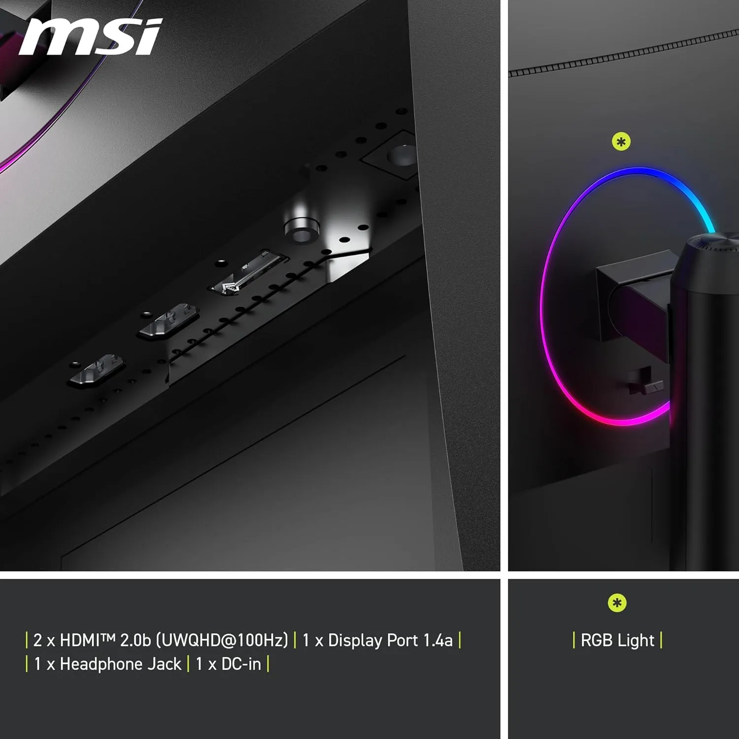 MSI MAG 342CQR E2 34 Inch 2K UWQHD Curved Gaming Monitor - 1500R 3440 x 1440 Resolution, 180 Hz / 1ms (MPRT), Adaptive Sync - DP 1.4a, HDMI 2.0b CEC, 95% DCI-P3, AI Vision, HDR Ready overview 3