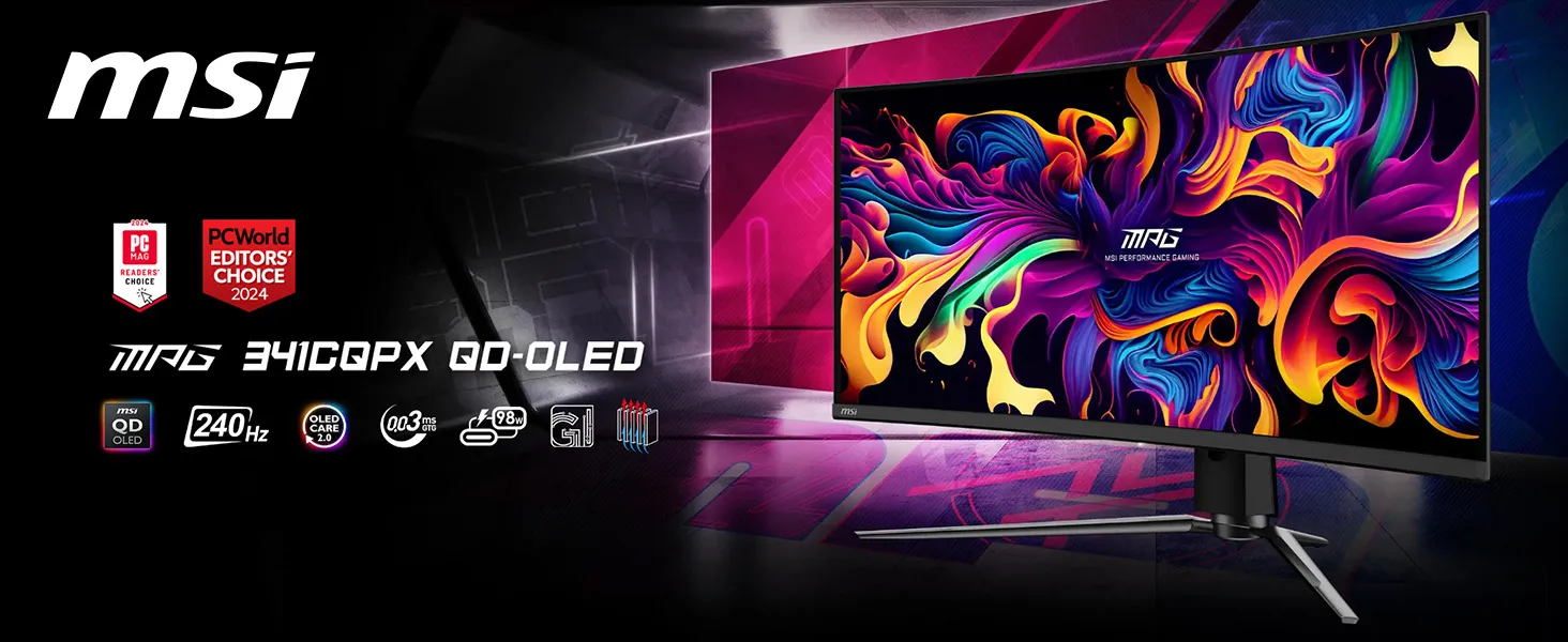 MSI MPG 341CQPX QD-OLED 34-inch Curved OLED Gaming Monitor overview 1