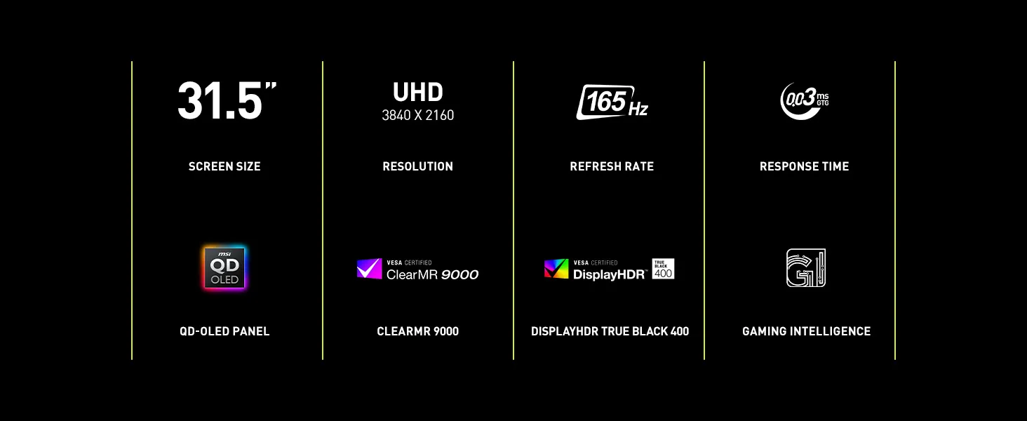 MSI Mag 321UP QD-OLED 4K UHD 32 Inch Gaming Monitor overview 2