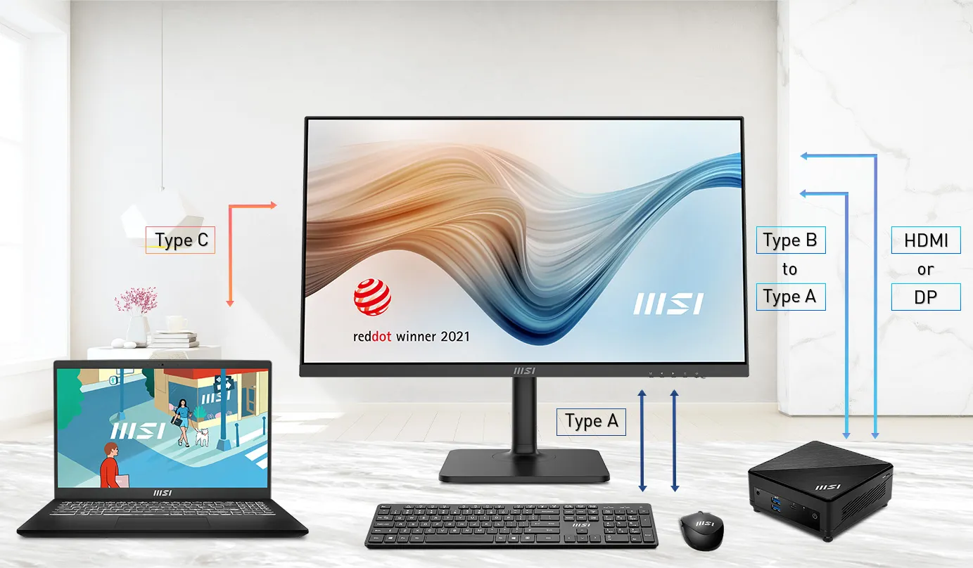 MSI Modern MD272XP 27 Inch Monitor (Black) overview 7