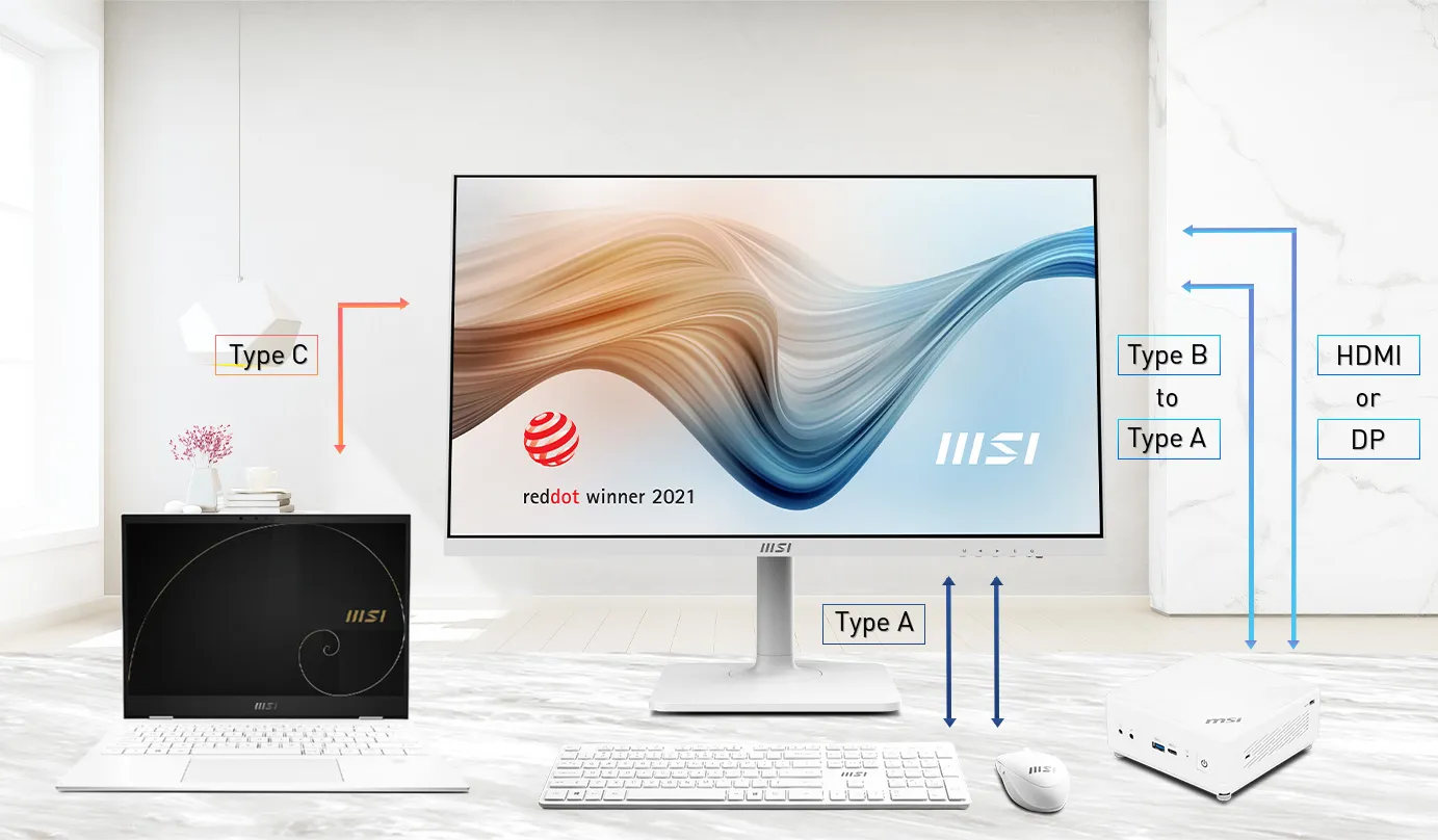 MSI Modern MD272XPW 27 Inch Monitor (White) overview 8