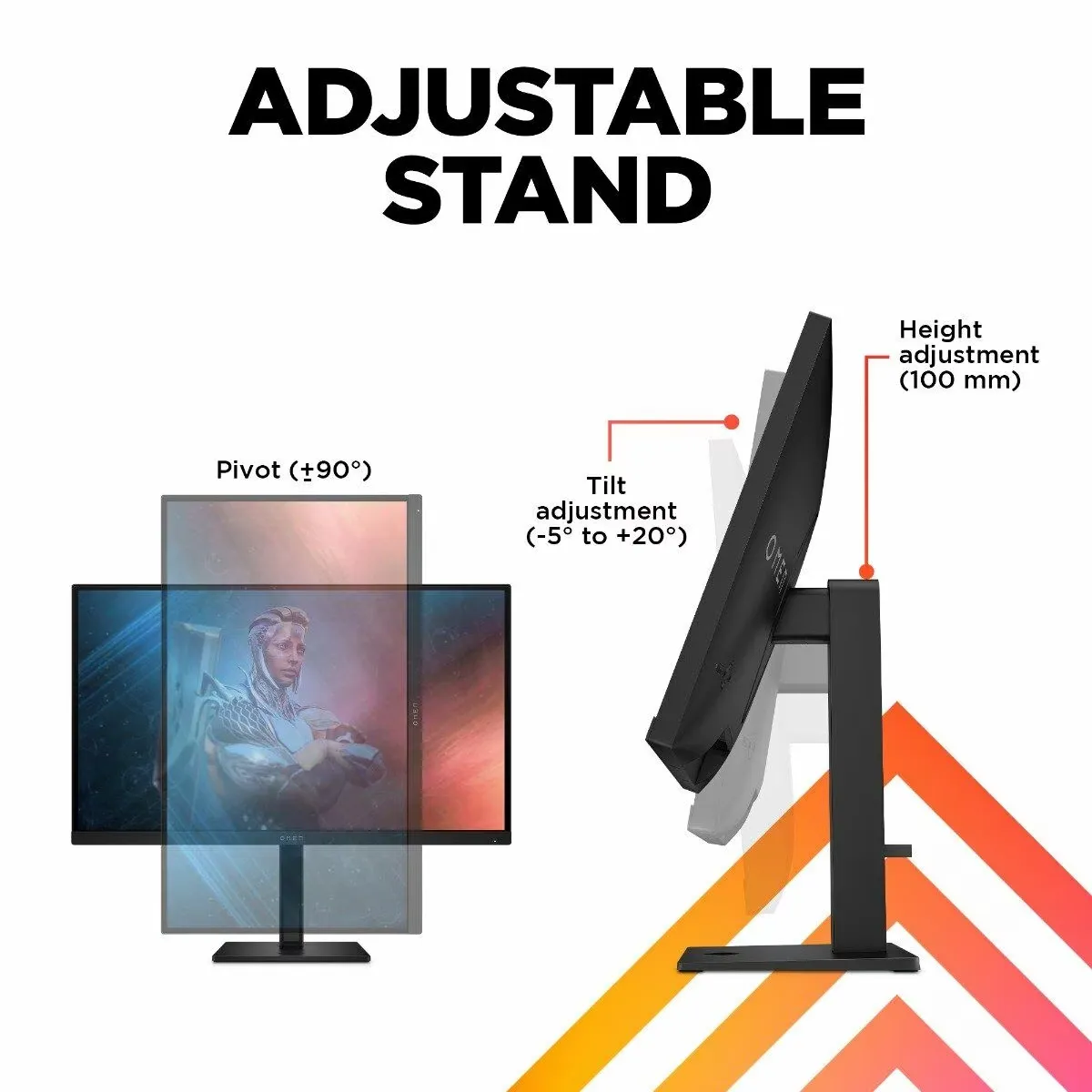 OMEN BY HP 27-INCH FHD 165HZ GAMING MONITOR - FLAT IPS PANEL, FREESYNC PREMIUM, ADAPTIVE SYNC, HDR, EYESAFE CERTIFIED, HEIGHT ADJUSTABLE, VESA MOUNTABLE, CONSOLE COMPATIBLE overview 5