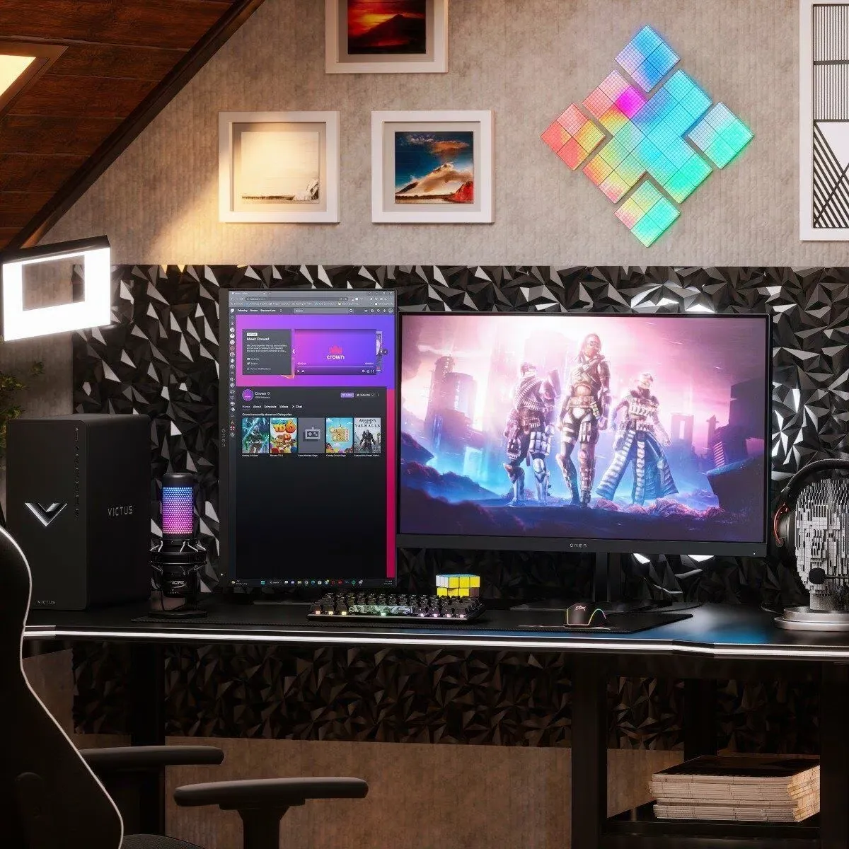 OMEN by HP Gaming Monitor, 23.8 inch(60.5 cm) FHD, 165Hz, 3-Sided Borderless, 300 nits, Pivot Rotation, Anti-Glare, Height Adjustable, HP Eye Ease (Eyesafe® Certified), 780F0AA (Black) overview 1