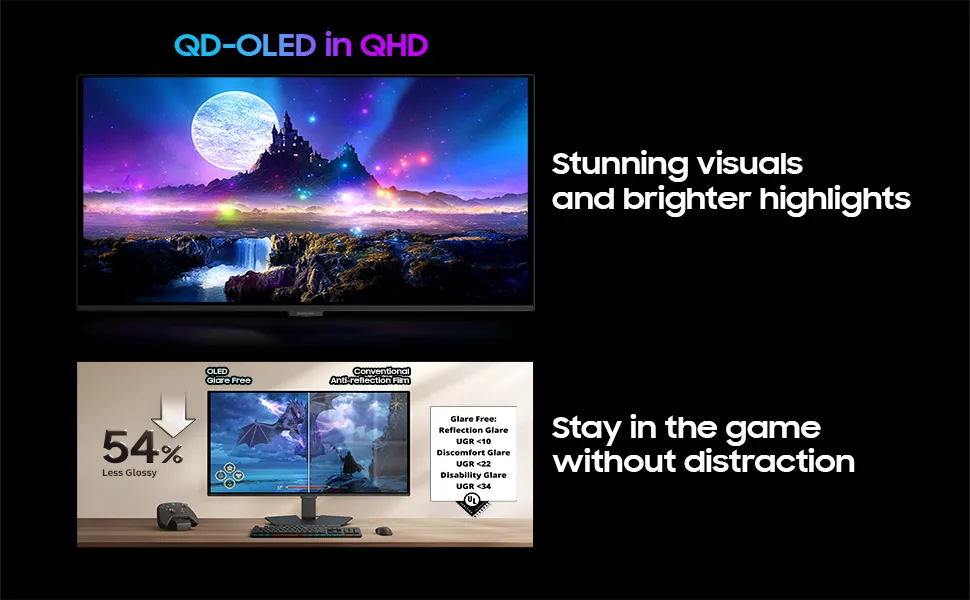 Samsung 27 inch Odyssey QD-OLED G5 QHD 180Hz Gaming Monitor (LS27FG502SWXXL) overview 5