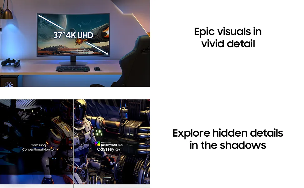 Samsung 37 Inch 4K UHD Odyssey G7 165 Hz Curved Gaming Monitor (LS37FG750EWXXL) overview 3