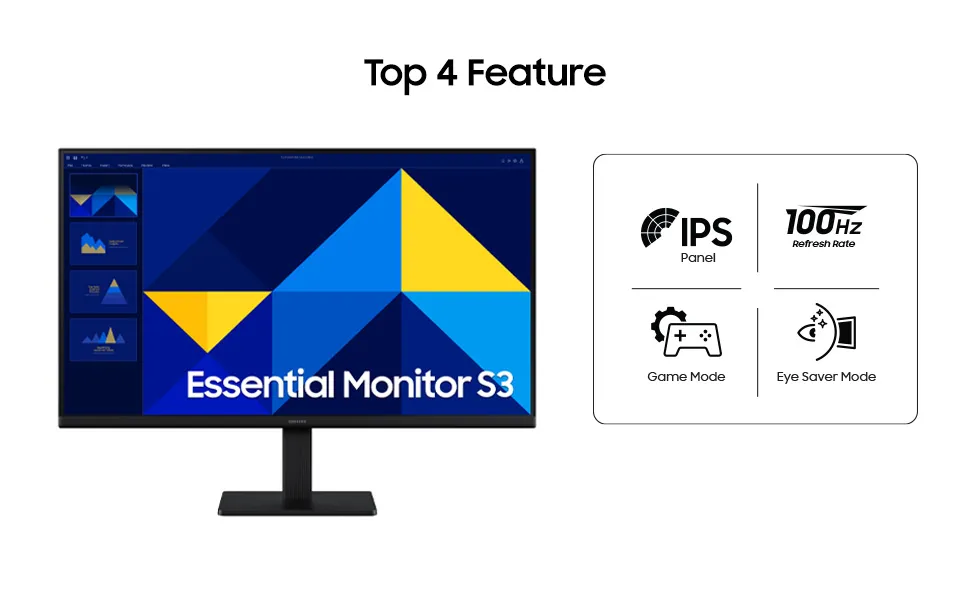 Samsung LS24D300GAWXXL 24 inch S3 Flat IPS FHD 1920x1080 100Hz Monitor overview 2