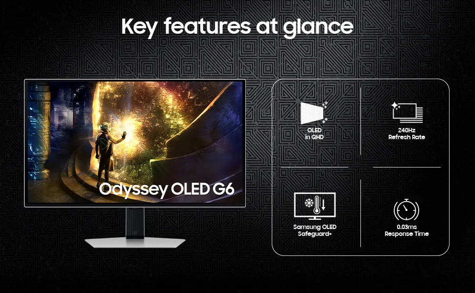 Samsung LS27DG610SWXXL Odyssey G6 OLED 27 Inch Gaming Monitor (Silver) overview 2