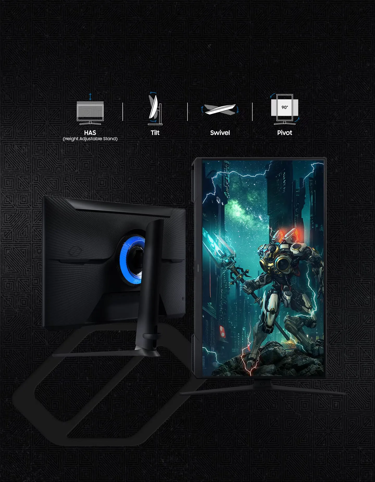 Samsung Odyssey G3 Gaming Monitor 68.5 cm (27"), FHD 1920 X 1080, 180 Hz, 1ms(MPRT), AMD Freesync, DP, HDMI, Height Adjustable Stand, Tilt, Pivot, Bezel-Less, Eye-Saver (LS27DG300EWXXL, Black) overview 8