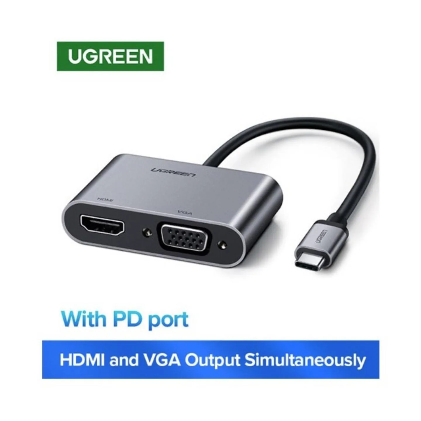 UGREEN 4K 30Hz USB-C to HDMI, VGA, USB 3.0 Adapter Converter with Type-C Port Power Delivery PD Protocol for Laptops, Monitors, Projectors overview 1